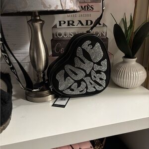 Karl Lagerfeld Black and Silver Heart Crossbody Bag